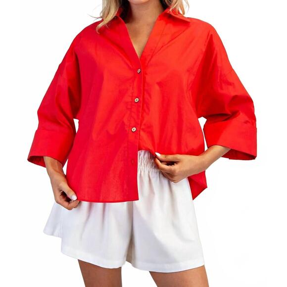 EE:SOME Tops - NEW EE:SOME patty pleat back blouse in red
